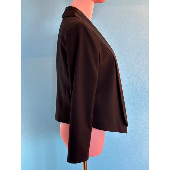 MURAL Black Open Front Blazer Jacket Tuxedo Look Satin Collar Fully Lined Small - Picture 6 of 10